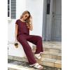 Ekouaer Womens Matching Sets Knit Sweater Sets 2 Pieces Outfits Pullover Tops Wide Legs Pants Lounge Set(Red)