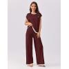 Ekouaer Womens Matching Sets Knit Sweater Sets 2 Pieces Outfits Pullover Tops Wide Legs Pants Lounge Set(Red)
