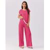 Ekouaer Womens Matching Sets Knit Sweater Sets 2 Pieces Outfits Pullover Tops Wide Legs Pants Lounge Set(Rose Red)