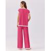 Ekouaer Womens Matching Sets Knit Sweater Sets 2 Pieces Outfits Pullover Tops Wide Legs Pants Lounge Set(Rose Red)