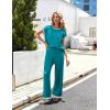 Ekouaer Womens Matching Sets Knit Sweater Sets 2 Pieces Outfits Pullover Tops Wide Legs Pants Lounge Set(Sky Blue)