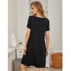 Ekouaer Women’s Nightgown Short Sleeve Sleepwear Comfy Sleepshirts Pleated Scoopneck Nightshirt S-XXXL(Black)