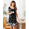 Ekouaer Women’s Nightgown Short Sleeve Sleepwear Comfy Sleepshirts Pleated Scoopneck Nightshirt S-XXXL(Black Butterfly)