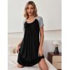 Ekouaer Women’s Nightgown Short Sleeve Sleepwear Comfy Sleepshirts Pleated Scoopneck Nightshirt S-XXXL(Black1)