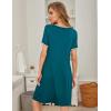Ekouaer Women’s Nightgown Short Sleeve Sleepwear Comfy Sleepshirts Pleated Scoopneck Nightshirt S-XXXL(Blue Green)