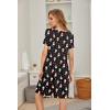 Ekouaer Women’s Nightgown Short Sleeve Sleepwear Comfy Sleepshirts Pleated Scoopneck Nightshirt S-XXXL(Christmas Snowman Black)