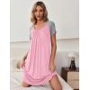 Ekouaer Women’s Nightgown Short Sleeve Sleepwear Comfy Sleepshirts Pleated Scoopneck Nightshirt S-XXXL(Dark Pink21)
