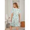 Ekouaer Women’s Nightgown Short Sleeve Sleepwear Comfy Sleepshirts Pleated Scoopneck Nightshirt S-XXXL(Floral Light Green)