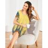 Ekouaer Women’s Nightgown Short Sleeve Sleepwear Comfy Sleepshirts Pleated Scoopneck Nightshirt S-XXXL(Floral Yellow)