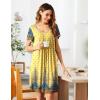 Ekouaer Women’s Nightgown Short Sleeve Sleepwear Comfy Sleepshirts Pleated Scoopneck Nightshirt S-XXXL(Floral Yellow)
