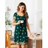 Ekouaer Women’s Nightgown Short Sleeve Sleepwear Comfy Sleepshirts Pleated Scoopneck Nightshirt S-XXXL(Green Daisy)