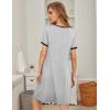 Ekouaer Women’s Nightgown Short Sleeve Sleepwear Comfy Sleepshirts Pleated Scoopneck Nightshirt S-XXXL(Grey)
