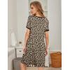 Ekouaer Women’s Nightgown Short Sleeve Sleepwear Comfy Sleepshirts Pleated Scoopneck Nightshirt S-XXXL(Leopard)