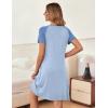 Ekouaer Women’s Nightgown Short Sleeve Sleepwear Comfy Sleepshirts Pleated Scoopneck Nightshirt S-XXXL(Light Blue1)