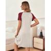 Ekouaer Women’s Nightgown Short Sleeve Sleepwear Comfy Sleepshirts Pleated Scoopneck Nightshirt S-XXXL(Light Grey1)