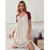Ekouaer Women’s Nightgown Short Sleeve Sleepwear Comfy Sleepshirts Pleated Scoopneck Nightshirt S-XXXL(Light Grey1)