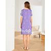 Ekouaer Women’s Nightgown Short Sleeve Sleepwear Comfy Sleepshirts Pleated Scoopneck Nightshirt S-XXXL(Lilac White Flower)
