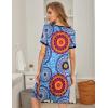 Ekouaer Women’s Nightgown Short Sleeve Sleepwear Comfy Sleepshirts Pleated Scoopneck Nightshirt S-XXXL(Mix Blue)