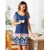 Ekouaer Women’s Nightgown Short Sleeve Sleepwear Comfy Sleepshirts Pleated Scoopneck Nightshirt S-XXXL(Navy Blue Print)