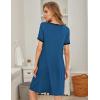 Ekouaer Women’s Nightgown Short Sleeve Sleepwear Comfy Sleepshirts Pleated Scoopneck Nightshirt S-XXXL(Newnavy)