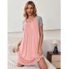Ekouaer Women’s Nightgown Short Sleeve Sleepwear Comfy Sleepshirts Pleated Scoopneck Nightshirt S-XXXL(Orange Pink1)