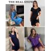Ekouaer Women’s Nightgown Short Sleeve Sleepwear Comfy Sleepshirts Pleated Scoopneck Nightshirt S-XXXL(Purple)