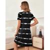 Ekouaer Women’s Nightgown Short Sleeve Sleepwear Comfy Sleepshirts Pleated Scoopneck Nightshirt S-XXXL(Tie Dye Black1)