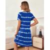 Ekouaer Women’s Nightgown Short Sleeve Sleepwear Comfy Sleepshirts Pleated Scoopneck Nightshirt S-XXXL(Tie Dye Blue1)
