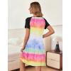 Ekouaer Women’s Nightgown Short Sleeve Sleepwear Comfy Sleepshirts Pleated Scoopneck Nightshirt S-XXXL(Tie Dye Multicolor1)