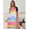 Ekouaer Women’s Nightgown Short Sleeve Sleepwear Comfy Sleepshirts Pleated Scoopneck Nightshirt S-XXXL(Tie Dye Multicolor1)