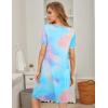 Ekouaer Women’s Nightgown Short Sleeve Sleepwear Comfy Sleepshirts Pleated Scoopneck Nightshirt S-XXXL(Tiedye)