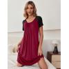 Ekouaer Women’s Nightgown Short Sleeve Sleepwear Comfy Sleepshirts Pleated Scoopneck Nightshirt S-XXXL(Wine Red1)