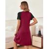 Ekouaer Women’s Nightgown Short Sleeve Sleepwear Comfy Sleepshirts Pleated Scoopneck Nightshirt S-XXXL(Wine Red1)