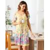 Ekouaer Women’s Nightgown Short Sleeve Sleepwear Comfy Sleepshirts Pleated Scoopneck Nightshirt S-XXXL(Yellow Rose Flower)
