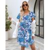 Ekouaer Womens Nightgown Soft Sleepwear Pleated Sleepshirt Sleep Dress Short Sleeve Nightdress S-3XL(Abstract Flower)