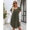 Ekouaer Womens Nightgown Soft Sleepwear Pleated Sleepshirt Sleep Dress Short Sleeve Nightdress S-3XL(Army Green)