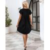 Ekouaer Womens Nightgown Soft Sleepwear Pleated Sleepshirt Sleep Dress Short Sleeve Nightdress S-3XL(Black)