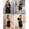Ekouaer Womens Nightgown Soft Sleepwear Pleated Sleepshirt Sleep Dress Short Sleeve Nightdress S-3XL(Black)