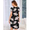 Ekouaer Womens Nightgown Soft Sleepwear Pleated Sleepshirt Sleep Dress Short Sleeve Nightdress S-3XL(Black Pink Flower)