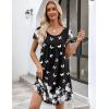 Ekouaer Womens Nightgown Soft Sleepwear Pleated Sleepshirt Sleep Dress Short Sleeve Nightdress S-3XL(Black White Butterfly)