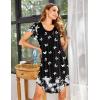 Ekouaer Womens Nightgown Soft Sleepwear Pleated Sleepshirt Sleep Dress Short Sleeve Nightdress S-3XL(Black White Butterfly)
