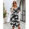 Ekouaer Womens Nightgown Soft Sleepwear Pleated Sleepshirt Sleep Dress Short Sleeve Nightdress S-3XL(Black White Flower)
