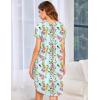 Ekouaer Womens Nightgown Soft Sleepwear Pleated Sleepshirt Sleep Dress Short Sleeve Nightdress S-3XL(Blue Purple Flower)