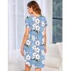Ekouaer Womens Nightgown Soft Sleepwear Pleated Sleepshirt Sleep Dress Short Sleeve Nightdress S-3XL(Blue White Flower)