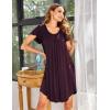 Ekouaer Womens Nightgown Soft Sleepwear Pleated Sleepshirt Sleep Dress Short Sleeve Nightdress S-3XL(Cherry Red)