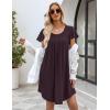 Ekouaer Womens Nightgown Soft Sleepwear Pleated Sleepshirt Sleep Dress Short Sleeve Nightdress S-3XL(Cherry Red)