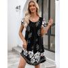 Ekouaer Womens Nightgown Soft Sleepwear Pleated Sleepshirt Sleep Dress Short Sleeve Nightdress S-3XL(Floral Black)