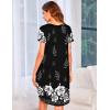 Ekouaer Womens Nightgown Soft Sleepwear Pleated Sleepshirt Sleep Dress Short Sleeve Nightdress S-3XL(Floral Black)