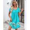 Ekouaer Womens Nightgown Soft Sleepwear Pleated Sleepshirt Sleep Dress Short Sleeve Nightdress S-3XL(Floral Light Blue)