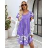 Ekouaer Womens Nightgown Soft Sleepwear Pleated Sleepshirt Sleep Dress Short Sleeve Nightdress S-3XL(Floral Lilac)